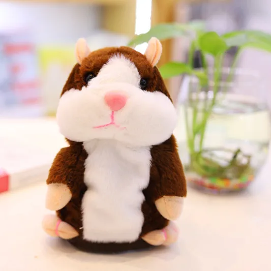 TUKATO Talking Hamster Mouse Pet Plush Toy Hot Cute Speak Talking Sound Record Hamster Educational Toy for kids - Цвет: deep brown