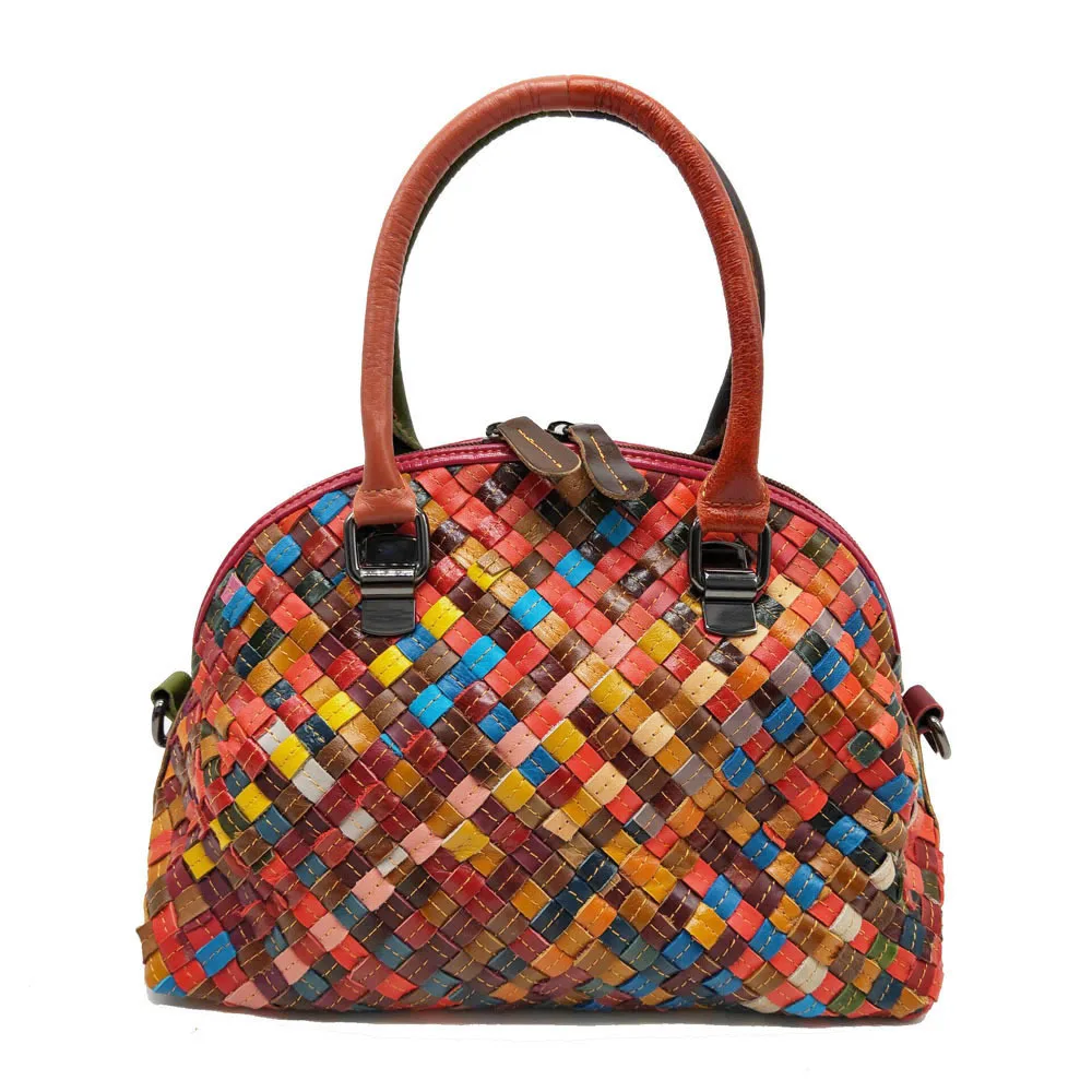 

Beautiful Colorful Handmade Knitting Sheepskin Shell Bag Genuine Leather Shoulder Crossbody Bag Fashion Women Handbag