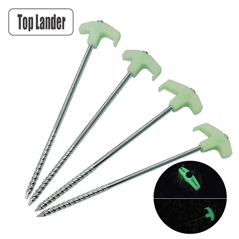 5 X Outdoor Camping Tent Pegs Stainless Steel Luminous Screws Ground Standing 