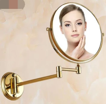 

Bath Mirrors 8 Inch Double faced gold-plated copper mirror 1x3 Magnifier Bathroom Double Faced Wall Mounted Make Up Mirror