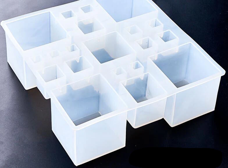 1 компл.. = 20 шт. двадцать квадратных кубиков зеркальная гладкая Форма Смола эпоксидные инструменты разный размер смола формы для ювелирных