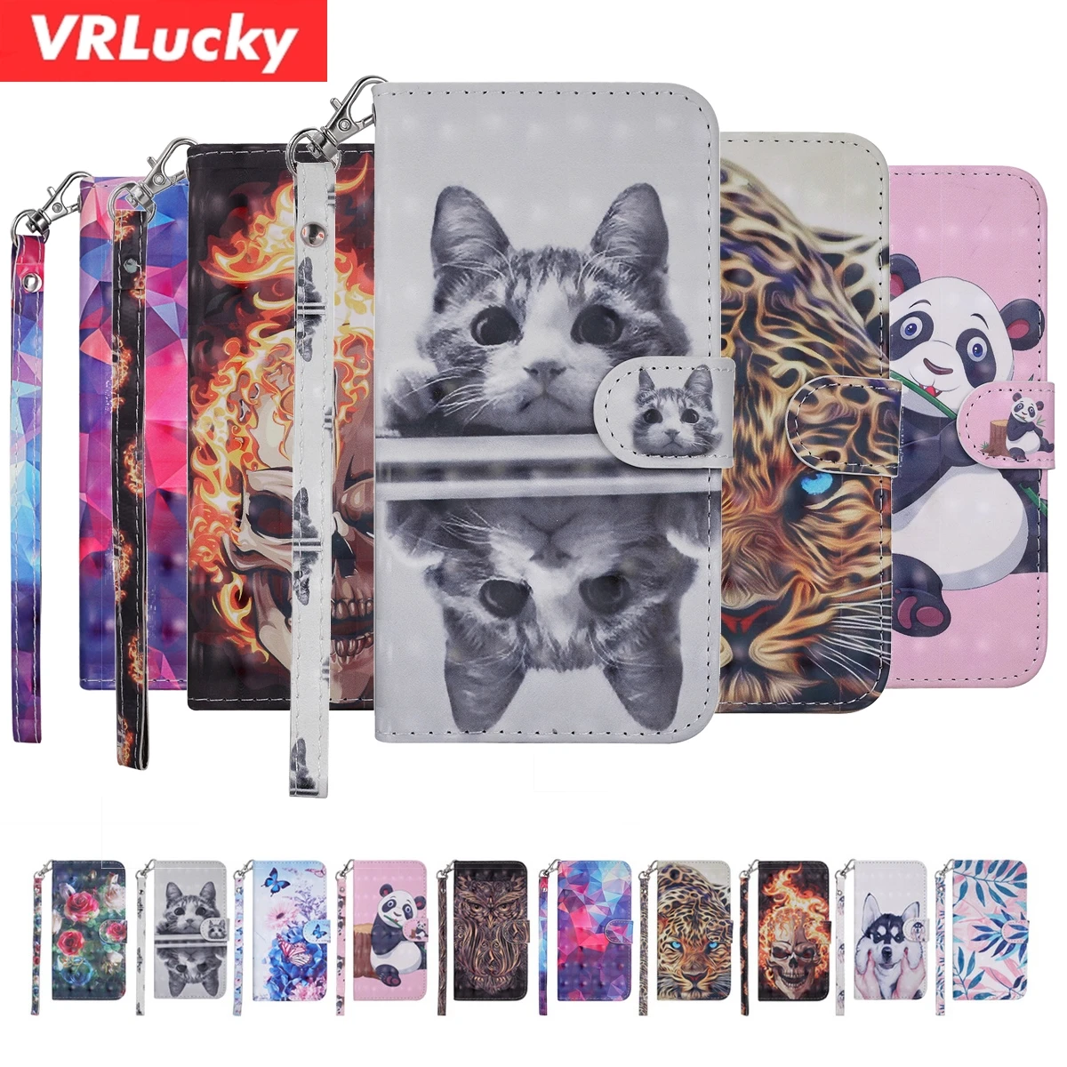 VRLucky для samsung S9 S8 плюс S7 край J3 J4 J5 J6 J7 J8 A3 A5 A6 A8 чехол 3D с застежкой и изображением