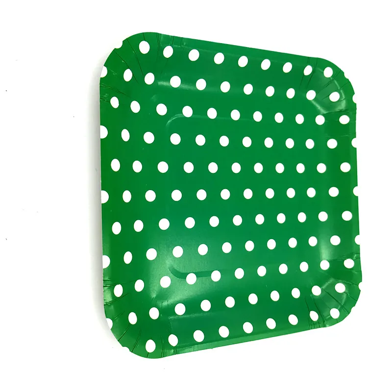 7 дюймов 10 шт./лот красный горошек пластин квадратные тарелки Baby Shower вечерние украшения красный Площадь кухни день рождения поставки - Цвет: green