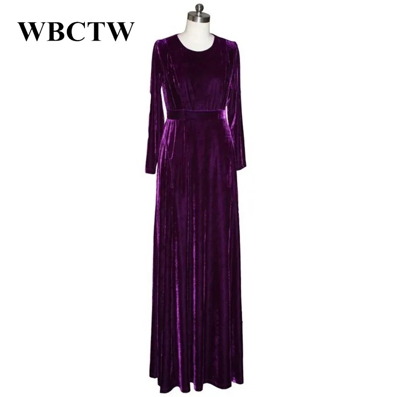 WBCTW Autumn Winter Long Warm Women Dress Solid XXS 7XL Large Size Custom Made Fashion Party