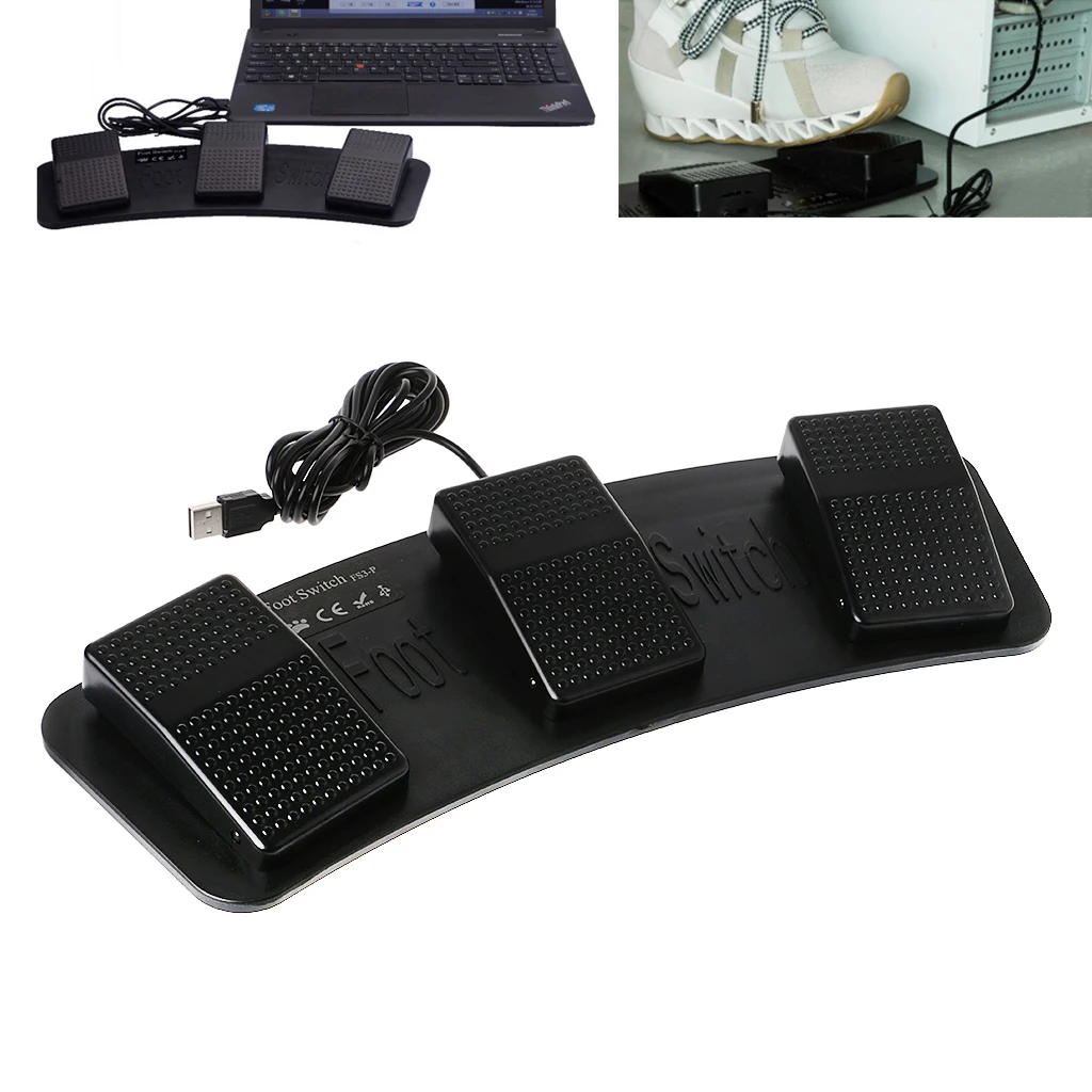 

FS3-P USB Triple Foot Switch Pedal Control Keyboard Mouse Plastic