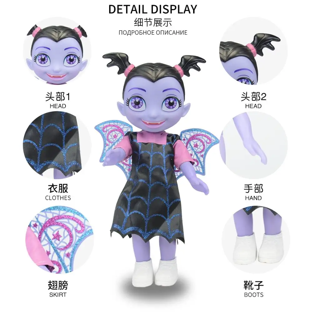 Skup 34cm wampir zabawki Junior Vampirina zabawki lalki ze światłem i zabawki muzyczne wampir Batwoman dziewczyna rysunek zabawki dla dzieci Brinquedos