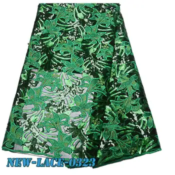 

African Net Lace Fabric French Sequins Lace Fabric 2019 High Quality Lace Nigerian Tulle Lace Material TL003