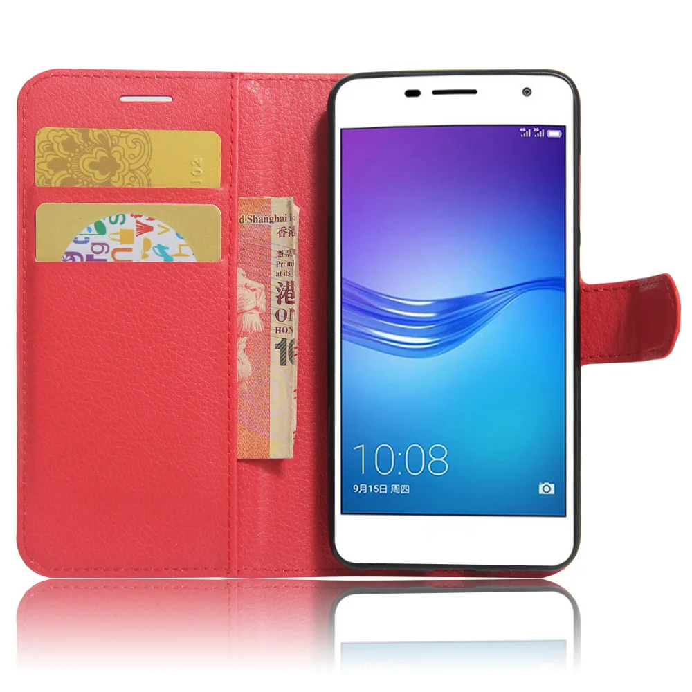 

Fashion Litchi Texture Leather Case for Huawei Enjoy 6 Flip Cover Case Wallet Stand Style Protective Shell With Card Slot