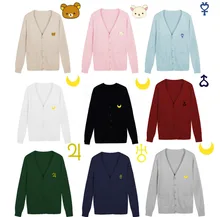 100% Cotton Japanese JK Uniform Cardigans Long Sleeve V-Neck Sweater for Girls Women Lolita Cosplay Clothes Winter Costume