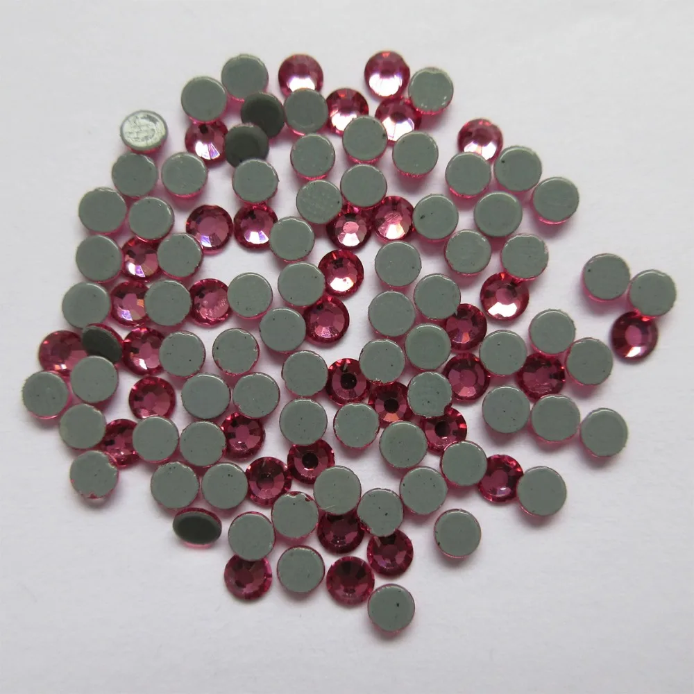 Rose color Hotfix Iron On Glass Rhinestone Crystal Glitter Gems Strass