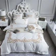 Золотой набор постельного белья с вышивкой, постельное белье, пододеяльник для свадьбы, взрослых, европейский стиль, белое домашнее текстильное постельное белье, покрывало