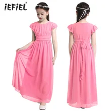 Шифоновое платье принцессы с цветочным рисунком для маленьких девочек; детское платье; Vestidos; Модное Элегантное Длинное платье с рукавами-крылышками для свадебной вечеринки