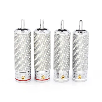 

High Quality carbon fiber RCA Jack Rhodium Plated interconnect cable connector plug signla connector plug