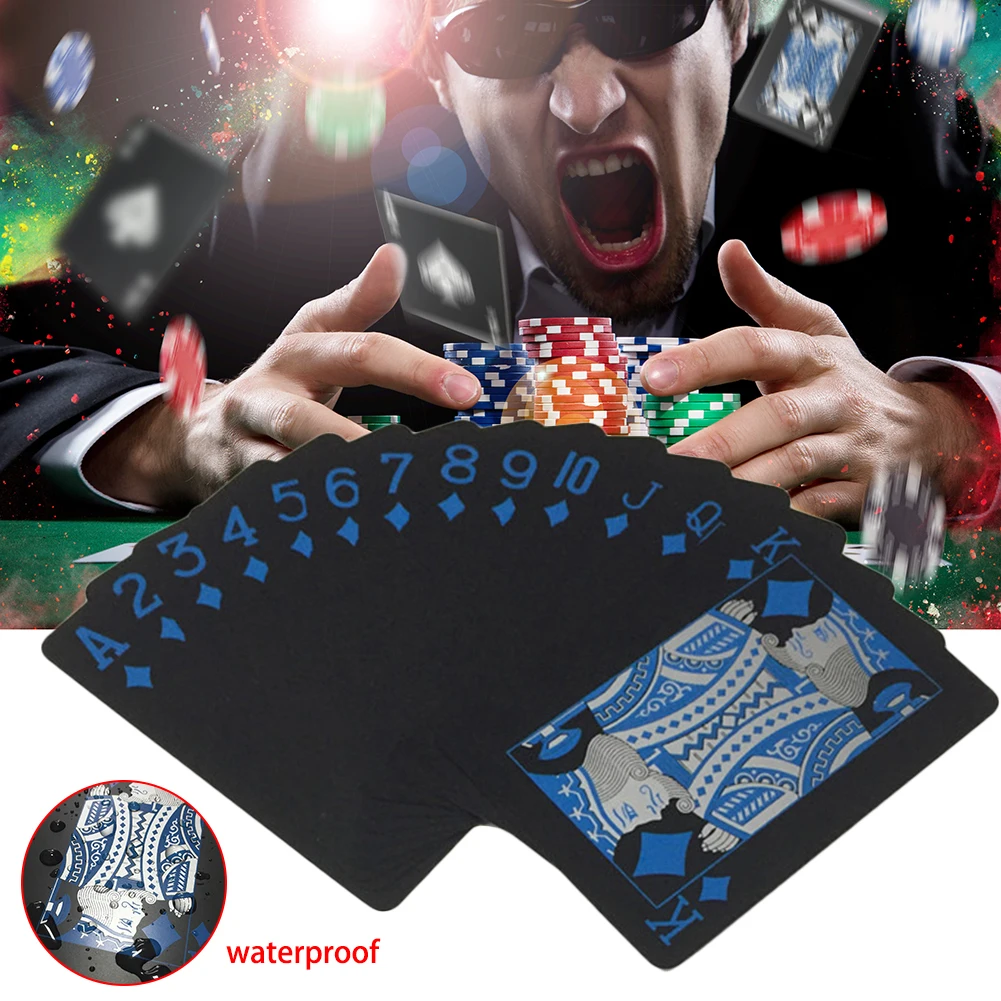 Kopen Dek Poker Waterdichte Plastic Pvc Speelkaarten Set Zwart Poker Card Sets Classic Magic Tricks Tool