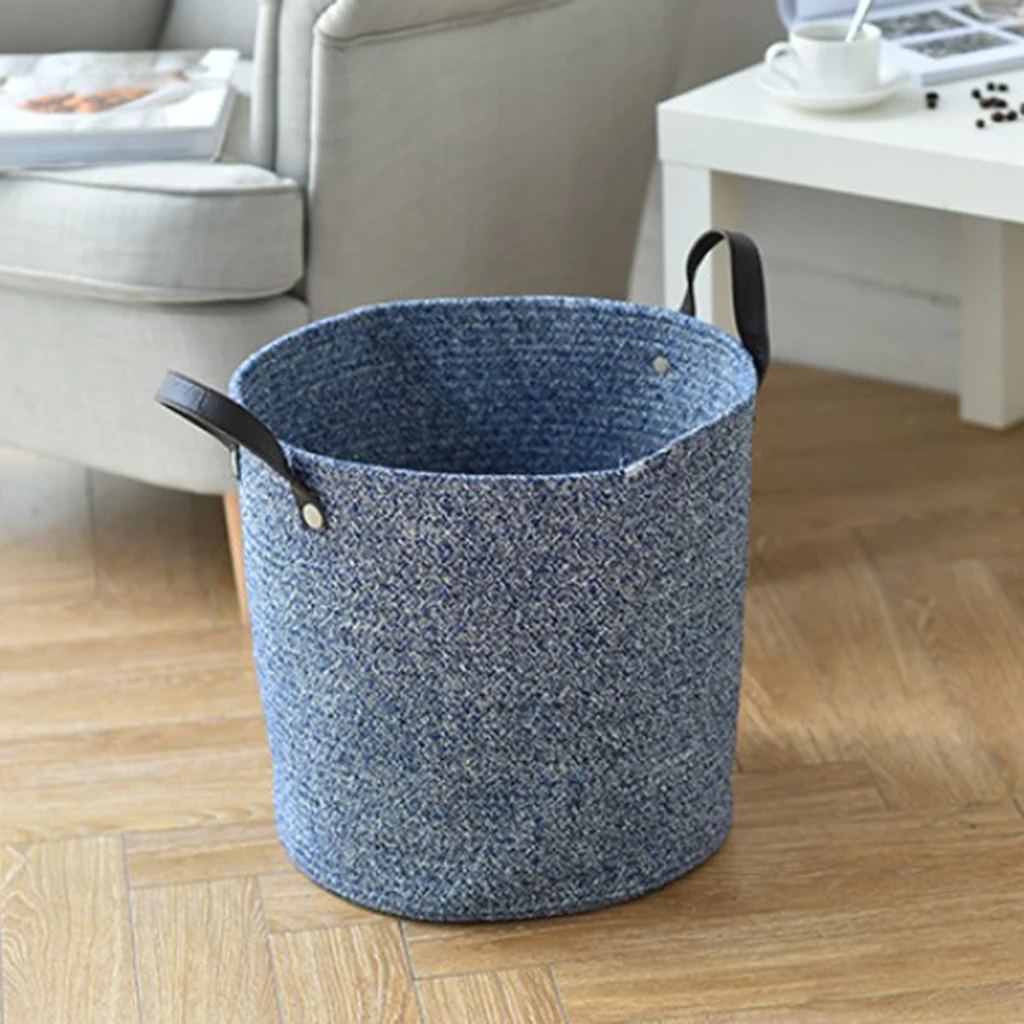 Foldable Handmade Cotton Woven Storage Basket Baby Nursery Laundry Hamper Storage Basket Organizer