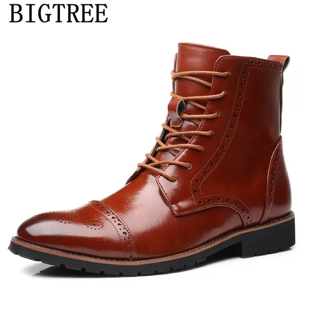 italian fashion leather cowboy boots men brogue shoes men classic new ...