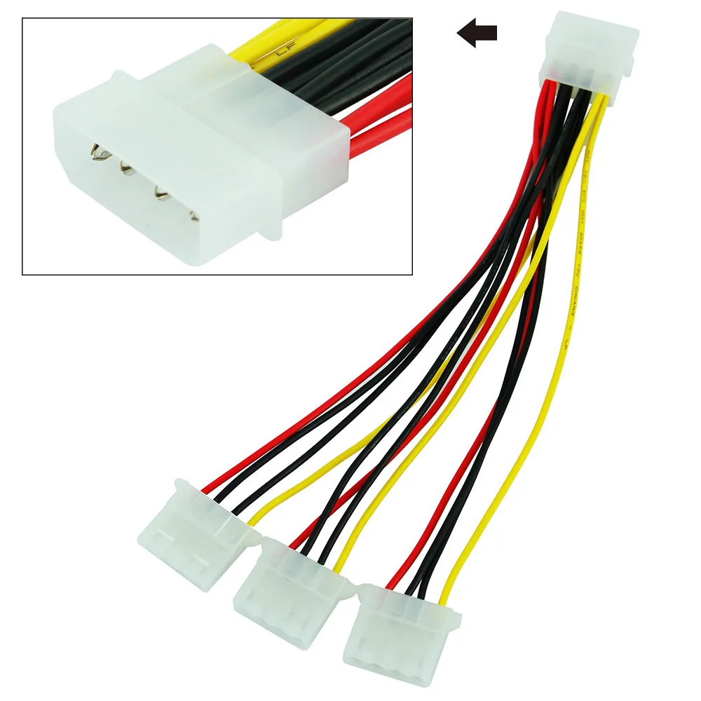 4pin IDE сплиттер питания 4Pin Molex штекер в 3 порта Женский кабель адаптер