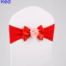 Красный цвет лайкра пояс с бабочкой галстук канделябр универсальный браслет Свадебная вечеринка украшение Подвязка из спандекса для стула
