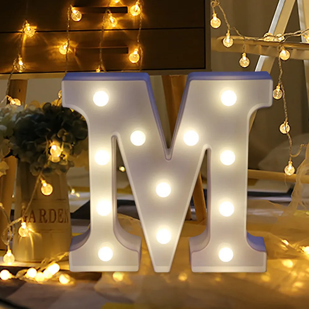 Alphabet LED Letter Light Romantic Wedding Standing Letter Lamp Lights Light Up White Plastic Valentine Love Girlfriend Gifts