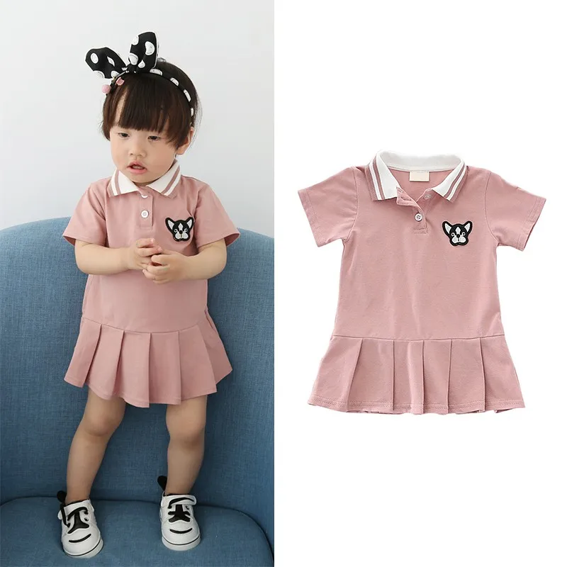 

2018 Baby Grils Dress White Black Sport Style Embroidery Short Sleeve Summer Dresses Toddler Vestidos Kids Letter Clothes
