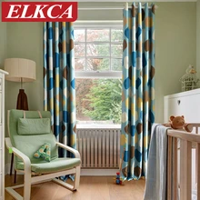 Moderne Rideaux pour Chambre D’enfants Sans Fin Imprimé Épais Blackout Rideaux pour Salon Fenêtre Rideaux pour la Chambre À Coucher Bleu Rouge