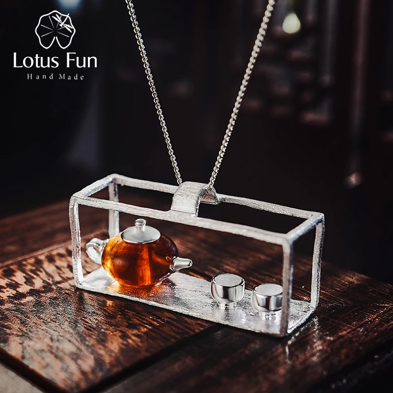 Женский кулон в форме чайника Lotus Fun изящное ювелирное изделие ручного изготовления из настоящего серебра 925