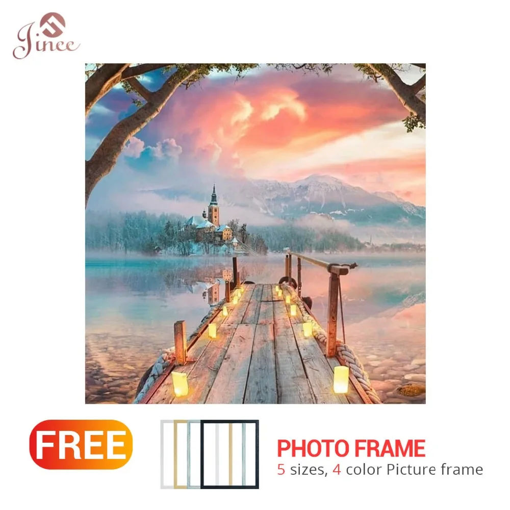 

Diamond Painting Lake Bridge Full Square Diamond Embroidery Scenic Pictures Rhinestones Cross Stitch Diamond Mosaic Home Decor