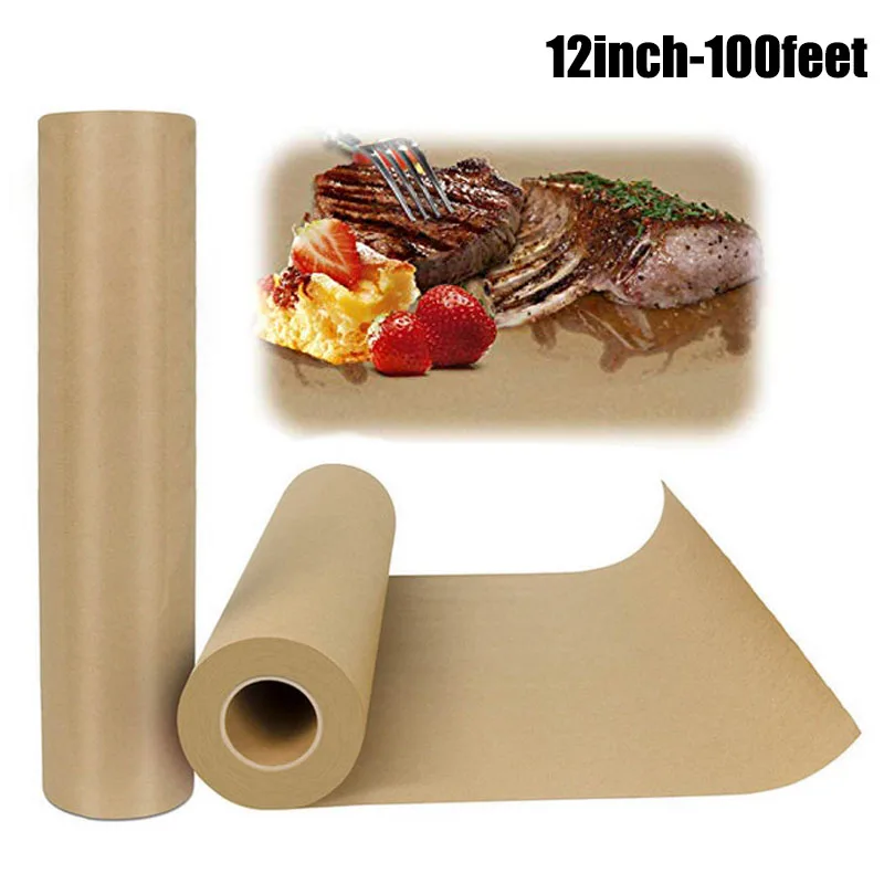 Butcher Kraft Paper Roll - 12 inchx 100feet Wrapping Paper for Beef Brisket FDA Approved Perfect for Smoking Meats Cooking Paper