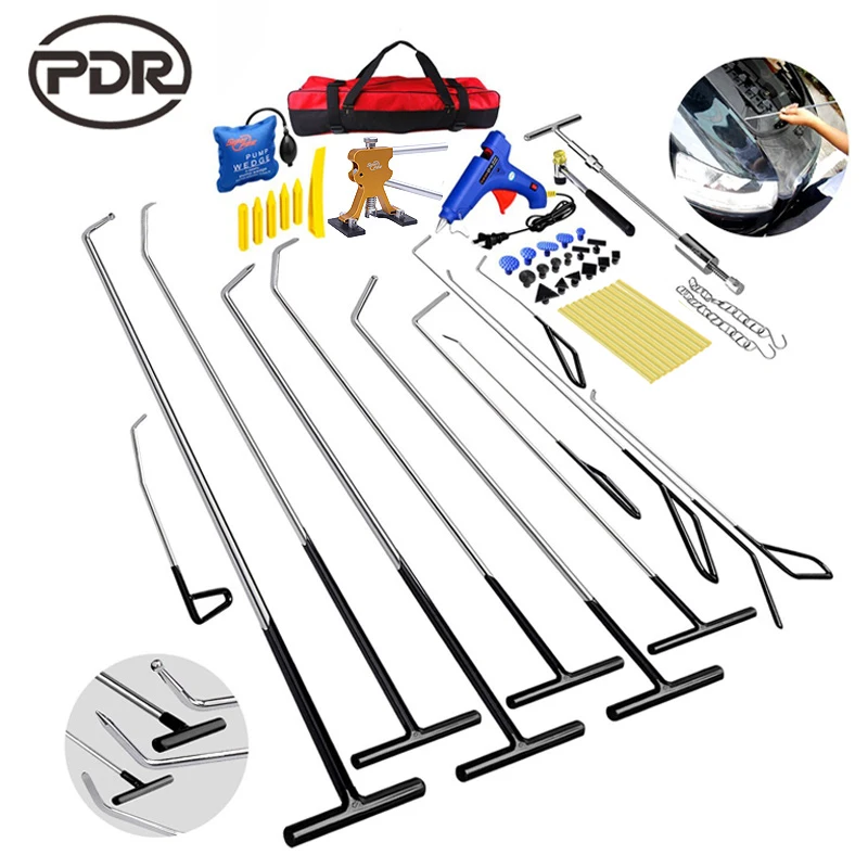 

PDR Hook Tools Kit Push Rod Car body Dent Removal Paintless Dent Repair Dent Puller Hail Damage Repair Tools Set