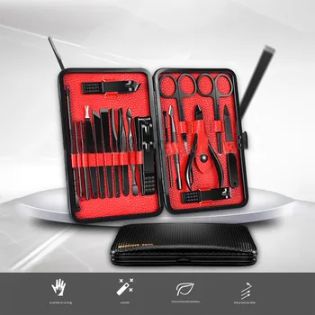 

18pcs/set New Nail Scissors Suit Manicure Nail Clippers NailKnife Set Kit Stainless Steel Hygiene Kit Blackening Cutter Tool Set