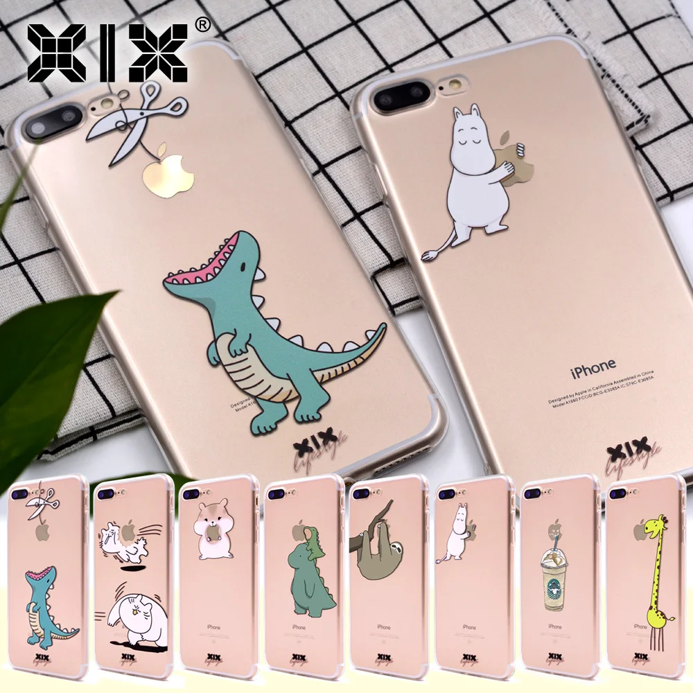 

XIX Soft Silicone TPU Case for iPhone 7 Plus Cute Dinosaur Shockproof Thin Protective Cover for iPhone 7 Plus Case for Girls