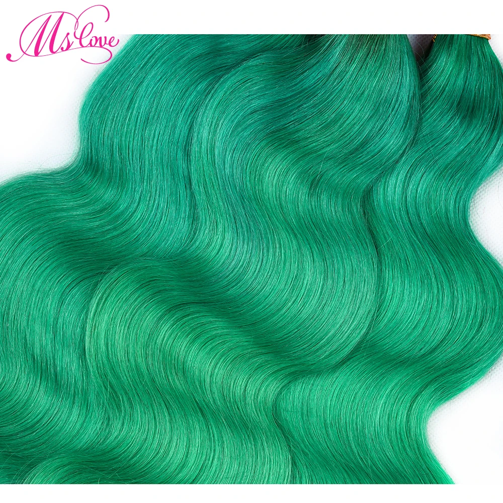 Ms Love Pre Colored T1b Green Body Wave Brazilian Hair Bundles With Closure 4*4 Remy Ombre Human Hair Bundles With Closure Ms Love Pre Colored T1b Green Body Wave Brazilian Hair Bundles With Closure 4*4 Remy Ombre Human Hair Bundles With Closure