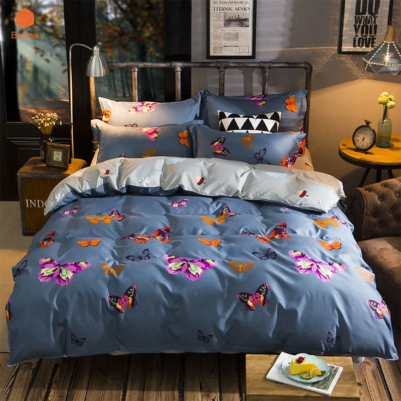 

3Pcs Butterfly Pillowcase 48x74cm Printed Beding set Polyester Duvet Cover Set Twin Queen King Size Sj80