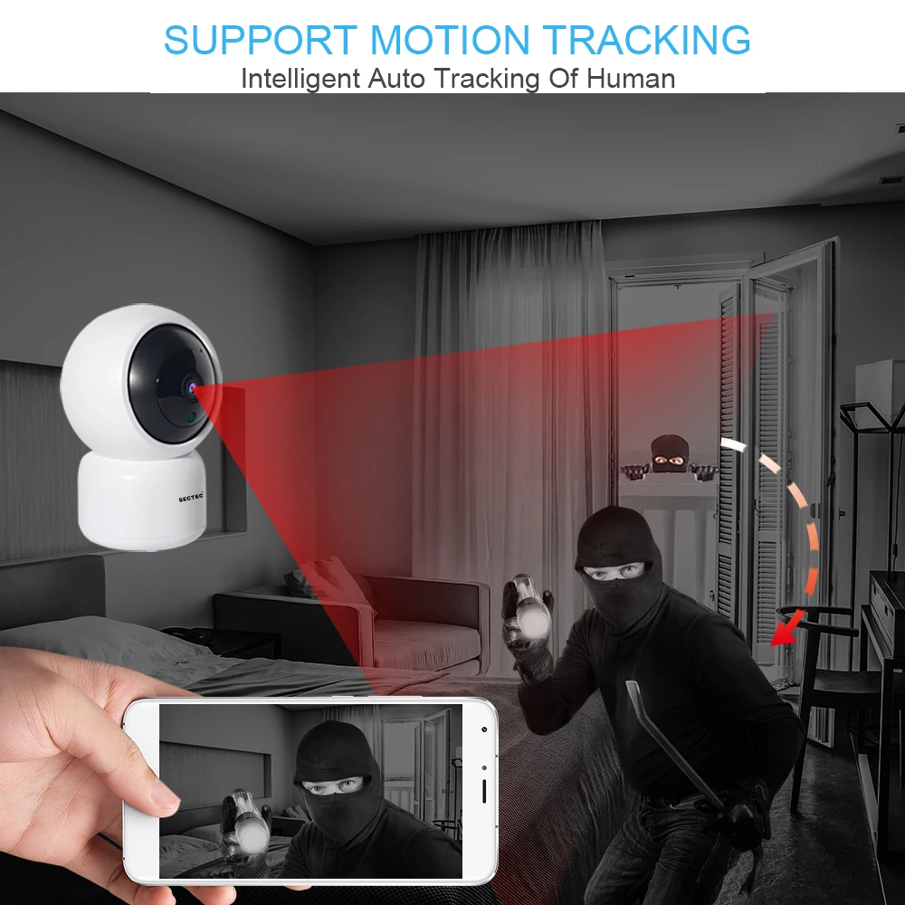 SECTEC 1080P облачная Беспроводная ip камера интеллектуальное автоматическое слежение