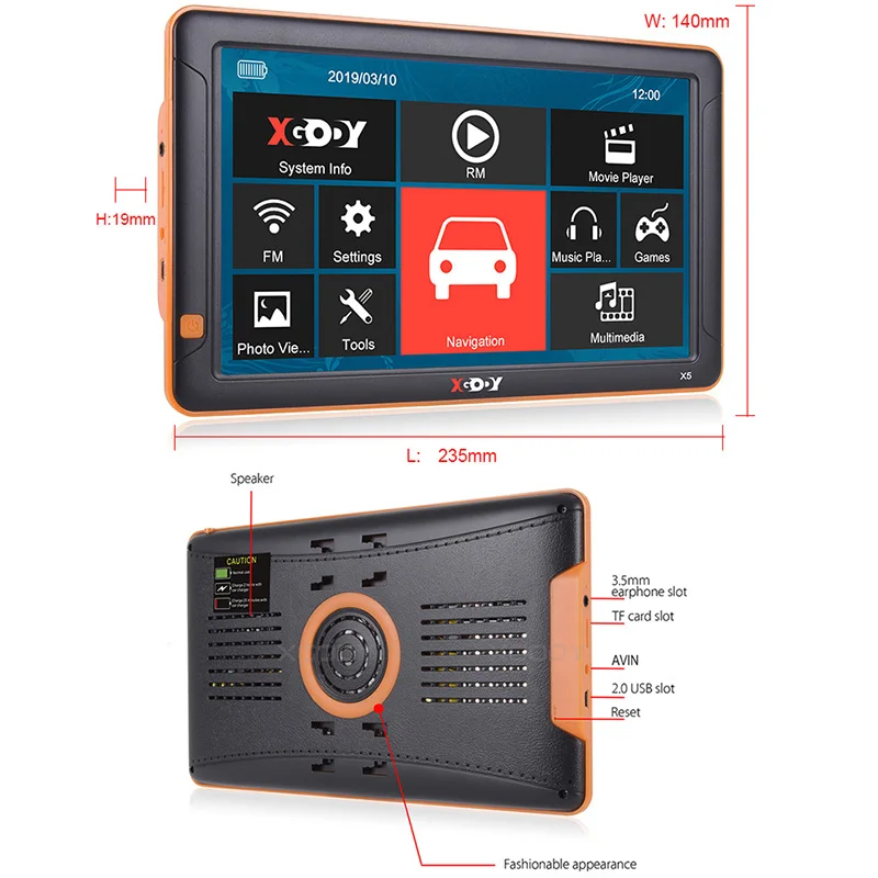 Фото Автомобильный GPS-навигатор для грузовика XGODY, 9 дюймов, Bluetooth AVIN, 256 Мб, 8 ГБ, камера заднего вида Navitel, Карта Европы, спутниковый навигатор, автомобильный GPS-навигатор №5