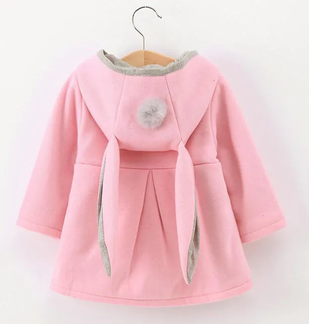 

Winter autumn baby girls Outerwear sweatshirts Long sleeve 3D Rabbit ear coat fashion clothes children clothing