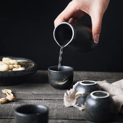 

NIMITIME Ceramic Rereo Style Small Wine Cup Wine Bottle Drink Dinnerware Set Tableware