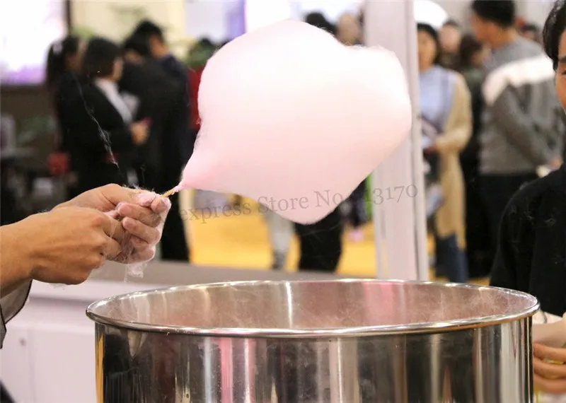 Электрическая нить зубной феи Машина Candy Floss Maker с ящиком 52 см большая чаша из нержавеющей стали Ложка для сахара CE одобрение