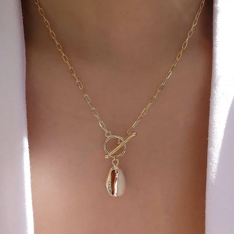 Ожерелье чокер из ракушек Cowrie с бусинами золотого цвета для женщин модное