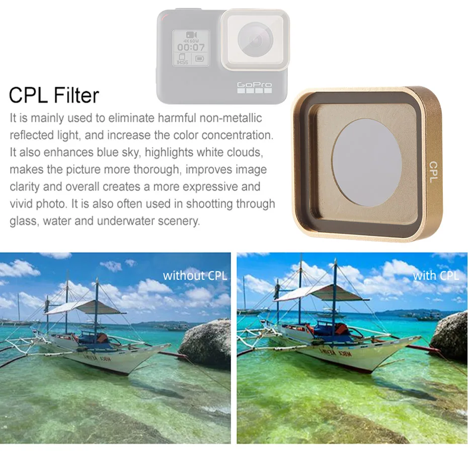 Фильтр для спортивной камеры TENENELE Hero7 UV/CPL/ND 4 8 16 32 фильтры нейтральной плотности