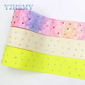 

I-19708-1577,5yards/lot 1-1/2"38mm Diamond Craft Grosgrain Ribbon DIY Rhinestones Hair Bow Materials Home Textile Printed Ribbon