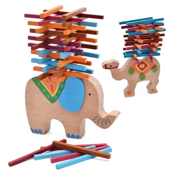 

Baby Wooden Toy Educational animal Balancing Blocks Elephant/Camel Building Blocks Balance Game Montessori Blocks Gift For Child