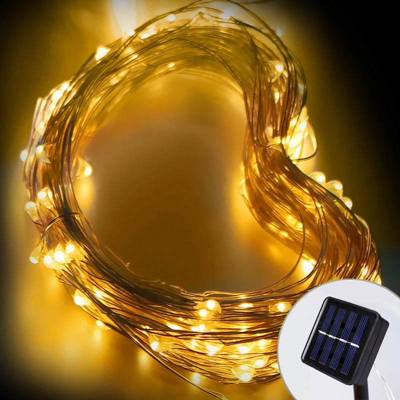 100 LED Outdoor Yellow Solar Lamps LED String Lights Fairy Holiday