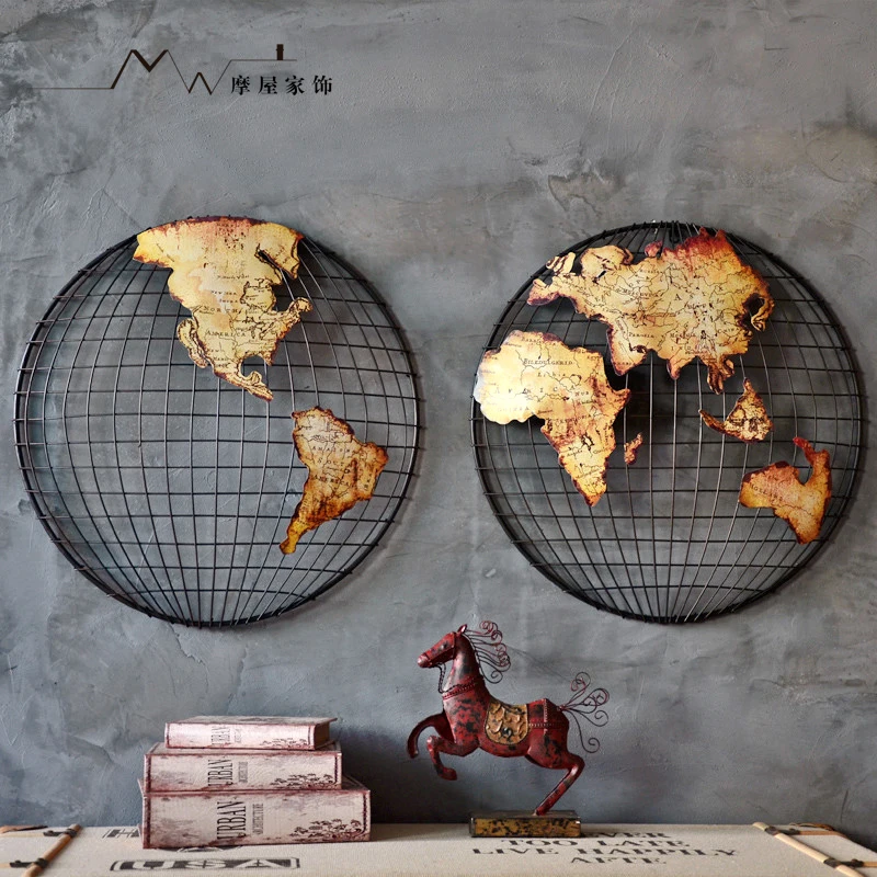 

Handmade Metal Model World Map Bar Decoration A Set Southern Hemisphere Northern Hemisphere Free Shipping