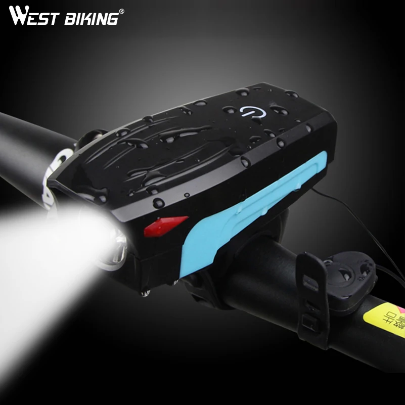 Best WEST BIKING Front Bike Light Cycling Headlight 2000mAh 5 Modes Bicycle Flashlight With 130 db Speakers Horn T6 Bike lamp Torch 0