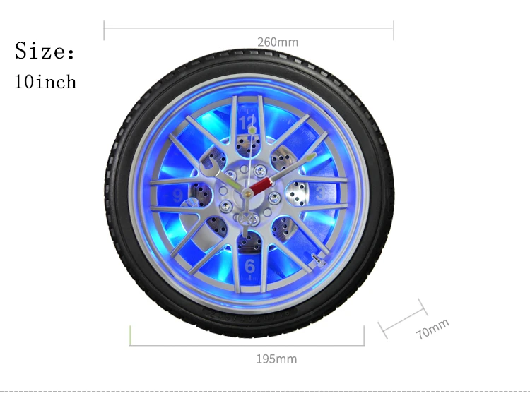 Творческий шины для легковых автомобилей светодиодные фонари настенные часы 10-дюймовая шпилька круглое пластиковое ведро для украшения бытовые кварцевые настенные часы вы легко сможете повесить в любом месте бар тема Подвесные часы