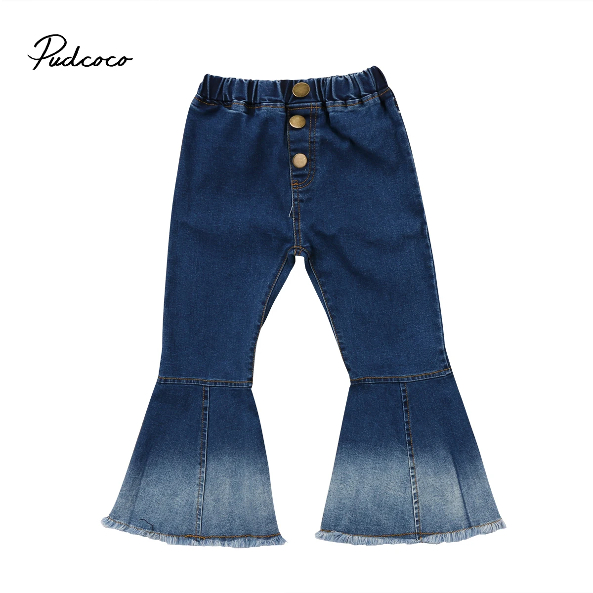 Pudcoco/модные джинсы для девочек джинсы с широкими штанинами для маленьких девочек детские осенние длинные брюки