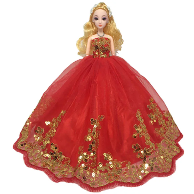 Высокое качество красочные большой платье куклы для куклы Барби Кружева Вечернее платье куклы одежда свадебное платье 1/6 аксессуаров куклы