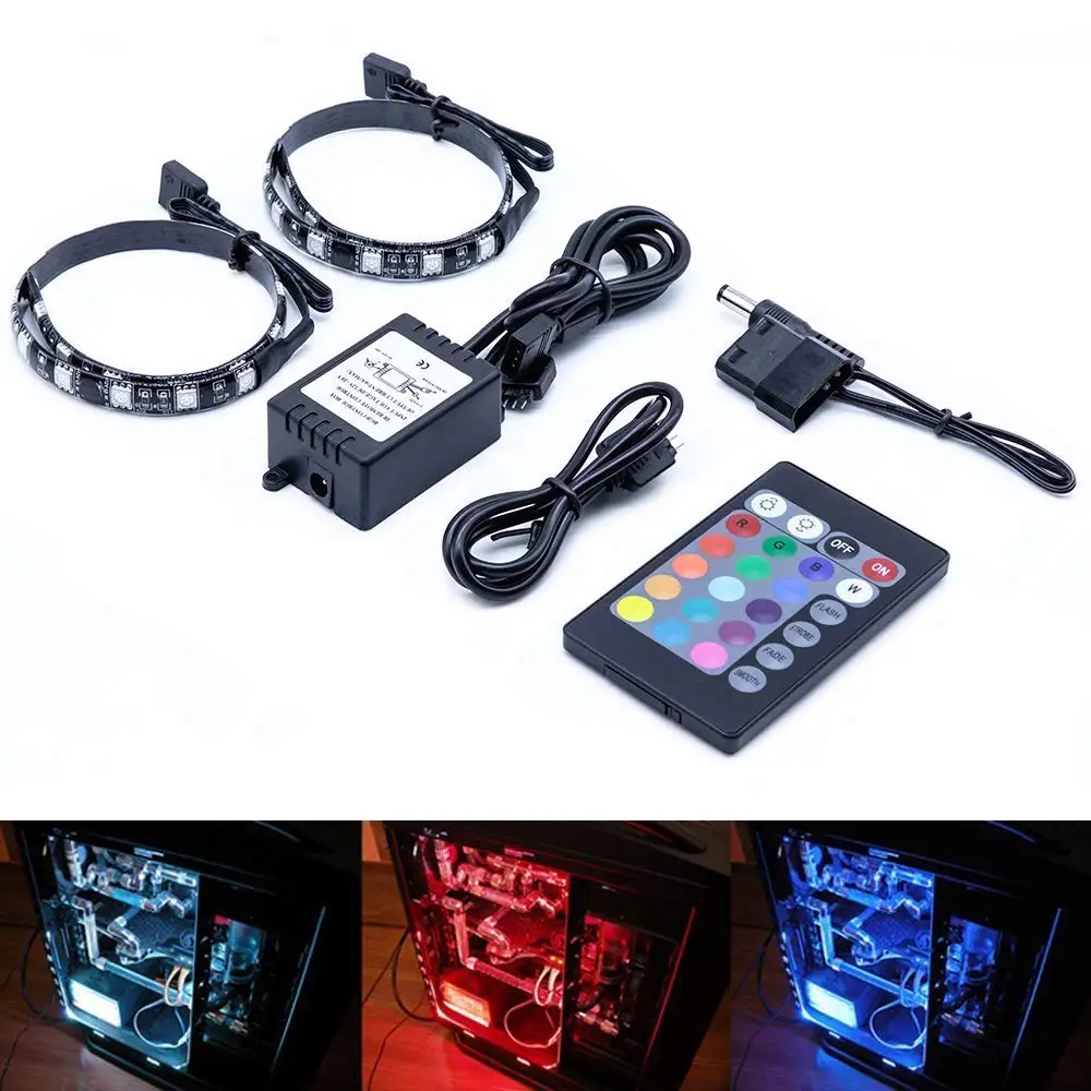 

RGB Magnetic LED Light Strip Full Kit for PC Computer Case, Fixed by Powerful Magnet, Multi Function Remote Control, Color ST176