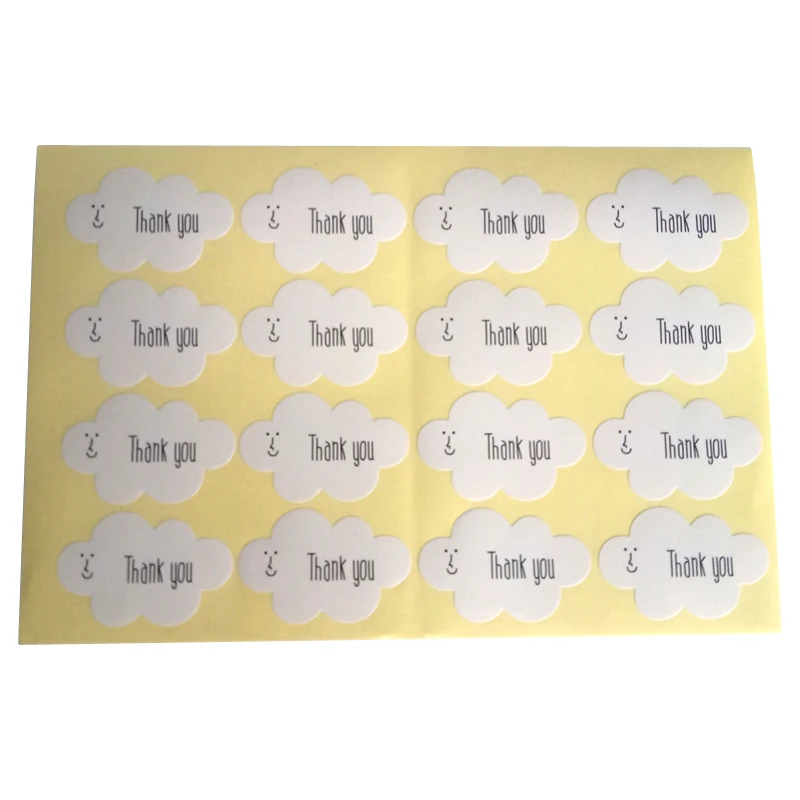 

160pcs/lot Thank You White Cloud Seal Sticker Use For Decorative Gifts Packing Seal Cake Box Decoration Sticker